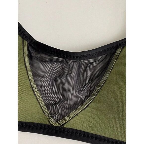 Hoaka Swimwear Bikini Top Neoprene Mesh Army Green Black Women’s Sz S+ - Picture 10 of 10